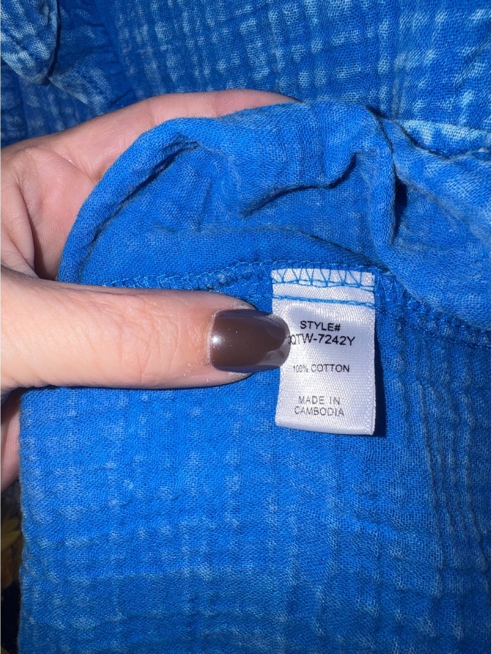 Zenana Gauze Acid Wash Ruffle Sleeve Top in Classic Blue - Picture 4 of 4